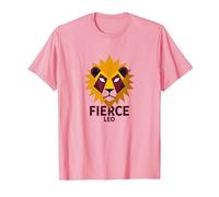 Lion féroce : Art géométrique du Zodiaque Lion pour Les Fans d'astrologie T-Shirt, Homme, Rose, S