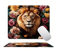 Lion Fleur Tapis de Souris 320 x 260 mm, Tapis de Souris Gaming de Haute Précision, Bords Cousus, Base en Caoutchouc Antidérapante, Glisse Ultra-Douce et Un Suivi Optimal, Travail Domicile s0z-159