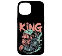 Lion galactique rugissant dans un casque avec armure spatiale Coque pour iPhone 15