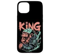 Lion galactique rugissant dans un casque avec armure spatiale Coque pour iPhone 15 Plus