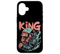 Lion galactique rugissant dans un casque avec armure spatiale Coque pour iPhone 16