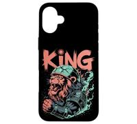 Lion galactique rugissant dans un casque avec armure spatiale Coque pour iPhone 16 Plus