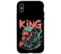 Lion galactique rugissant dans un casque avec armure spatiale Coque pour iPhone X/XS