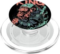 Lion galactique rugissant dans un casque avec armure spatiale PopSockets PopGrip pour MagSafe