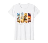 Lion Girafe Steppe Aventure South Africa Safari T-Shirt