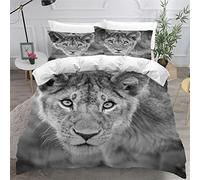 Lion Housse de Couette 200×200 Garçons Fille Housse Couette Animal 3D Parure de Lit pour été Respirante Haute Qualité Literie Set avec 2 Taies d'oreiller