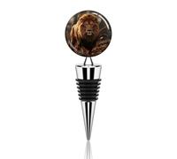 Lion Image Bouchon de bouteille réutilisable en alliage de zinc anti-fuite avec joint en caoutchouc de silicone pour champagne bière garder au frais