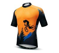 Lion Imprimer Cyclisme Maillots Hommes Printemps Anti-Sueur Vélo Chemises Respirant Équitation Vêtements Route Équipe Vélo Porter Séchage Rapide - Orange - XL poitrine 108/116 cm
