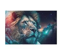 Lion in Space Helmet Puzzles pour Adultes Jeux Relaxants Défi Difficile Cadeaux De Noël Et d'anniversaire 75x50cm/1000pcs