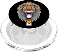 Lion Jésus Croix Dieu Bless Bible The Way Truth Art on Back PopSockets PopGrip pour MagSafe