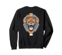 Lion Jésus Croix Dieu Bless Bible The Way Truth Art on Back Sweatshirt