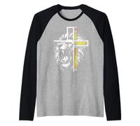 Lion Jésus Croix Dieu Bless I Can Do All Thing Through Christ Manche Raglan