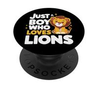 Lion, Juste Un garçon Qui Aime Les Animaux des Lions d'Afrique PopSockets PopGrip Adhésif