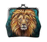 Lion King Change Purse Porte-monnaie Kiss Lock Portefeuille pour femme Porte-cartes Porte-monnaie Boucle Mignon Petit portefeuille de poche en cuir PU pour femme Dames Embrayage Porte-monnaie Éléphant