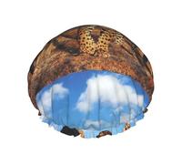 Lion, léopard et tigre se battent pour de la nourriture (imprimé),Bonnet de douche/bonnet de nuit double couche imperméable et élastique, bonnet de bain réutilisable