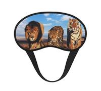 Lion, léopard et tigre se battent pour de la nourriture (imprimé),Masques de sommeil occultants, cache-yeux couvrants, masques de sommeil anti-lumière