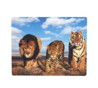 Lion, léopard et Tigre se Battent pour de la Nourriture (imprimé), Tapis en Caoutchouc pour Couvercle de Micro-Ondes, 46 x 36 cm, résistant à la Chaleur, Protection pour Plan de Travail de Cuisine