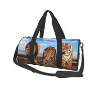 Lion, léopard et Tigre se Battent pour la Nourriture imprimé, Sac de Voyage de Grande capacité, Sac à Main Rond, Sac de Voyage de Sport, fourre-Tout, Sac de Fitness