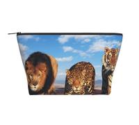 Lion, léopard et Tigre se Battent pour la Nourriture imprimé, Trousse de Toilette Trousse de Maquillage Sac à cosmétiques Trousse de Toilette de Voyage Portable