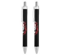 Lion - Lot de 2 stylos à bille rétractables motif drapeau du Canada 0,5 mm, écriture fine et lisse pour la maison, le bureau, noir, 2 pièces AS PIC 1