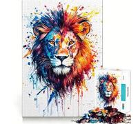 Lion majestueux et Sauvage à l'aquarelle (Puzzle Adulte 1000 pièces,Jeu de Concentration mentale,activité de découpage de Haute précision,activité de renforcement des Liens familiaux (50x75cm))