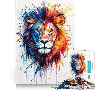 Lion majestueux et Sauvage à l'aquarelle (Puzzle de 1000 pièces pour Adultes,Jeu de résolution de problèmes,qualité Professionnelle,activité de Groupe relaxante en intérieur (38x52cm))