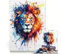 Lion majestueux et Sauvage à l'aquarelle (Puzzles pour Adolescents 1000 pièces, Pratique de la logique, Temps de détente, Bords Nets, (38x26cm)