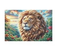 Lion mer de Fleurs 1000 Pièces Puzzle Collectionneur en Carton Haute Qualité Haute Difficulté Décoration Murale Oeuvre d'art Cadeau Noël Premium 1000 PCS/75x50cm