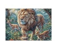 Lion mer de Fleurs 300 Pièces Puzzle Adulte en Carton Haute Qualité Épais Animal Animal de Compagnie Faune Sauvage Difficile Moyenne Anti Stress Décoration Murale Idée Cadeau Saint Valentin 300 PCS