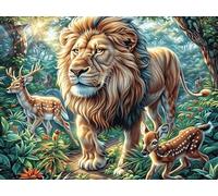 Lion mer de Fleurs 300 Pièces Puzzle pour Ado en Carton Anti-Déchirure Faune pittoresque rêveuse Facile Débutant Jeu De Société Soirée Entre Amis Cadeau Anniversaire Petit Prix 300 PCS