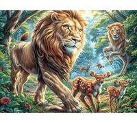 Lion mer de Fleurs 500 Pieces Casse-tête Adolescent en Carton Rigide Anti-Déchirure Ménagerie radieuse et fantaisiste Difficulté Moyenne Activité Éducative Passe-Temps Cadeau Anniversaire 500 PCS