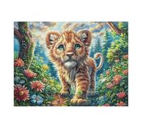 Lion mer de Fleurs 500 Pièces Puzzle Adolescent en Carton Anti-Déchirure Difficulté Moyenne Activité ÉduChative Passe-Temps Petit Prix Pas Cher Premium 500 PCS/52×38cm
