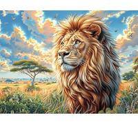 Lion mer de Fleurs 500 Pièces Puzzle Collectionneur en Carton Haute Densité Épais Faune pittoresque rêveuse Haute Difficulté Décoration Murale Oeuvre d'art Cadeau Noël Premium 500 PCS