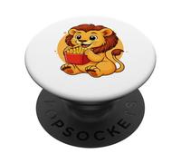 Lion Mignon Mangeant des Frites drôle Kawaii Animal Food Lover PopSockets PopGrip Adhésif