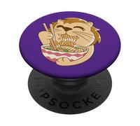 Lion Mignon Mangeant des Ramen drôle Kawaii Food Lover PopSockets PopGrip Adhésif