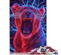 Lion Neon Animal Puzzle 1000 Pièces Educa Jouet en Bois Cadeau Unique De l'art De La Décoration Jeu Éducatif Challenge Toy Adultes Et Enfants À Partir De 14 Ans 1000pcs (40x28cm)