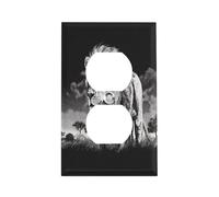 Lion Noir et Blanc Illustration Standard Panneau de prise murale simple Gang Plaque de couverture de prise électrique incassable US Couverture de prise murale standard Plaque frontale