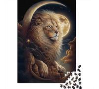 Lion Nuit de Lune Puzzle 1000 Pièces Puzzle pour Adultes Papier Loisirs Décor Détente Cadeau 70x50cm/1000pcs