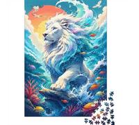 Lion Océan Soleil Jigsaw Puzzle, 1000 Pcs Indoor Adult Game | 38x26cm Carton, Exercice Mental, Ajustement Précis, Amateurs D'art, Réduction Du Stress