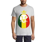 Lion of Judah King Symbol of Rastafari Art Crew Neck Cotton Men's T-Shirt Ash, cendre, M