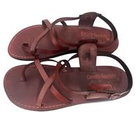 LION OF JUDAH MARKET Biblical Jesus Sandales unisexes en cuir véritable pour adulte Noir Marron Style 3, marron, 10 Women/8.5 Men