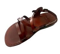 LION OF JUDAH MARKET Biblical Style 02 Tongs unisexes en cuir véritable pour adultes, marron, 38 EU