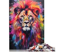 Lion Painting Poster Puzzle 1000 Pièces Educa Jouet en Bois Jeu D'Intelligence Décoration Intérieure Jeu Éducatif Challenge Toy Adultes Et Enfants À Partir De 14 Ans 1000pcs (38x26cm)