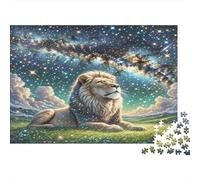 Lion Papier Lion sous Un Ciel Galactique étoilé Puzzle pour Enfants de +12 Ans Cadeau de Noël Amusant 38x26cm/1000 pièces