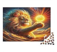 Lion Papier Premium Lion Tenant Soleil Brillant dans Les Nuages Puzzle à Faire soi-même Jeu Familial Amusant 70x50cm/1000 pièces