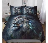 Lion Parure De Lit 3D Housse De Couette avec Taie d'oreiller - Housse Couette pour Garçons Et Filles Microfibre King(220x240cm)