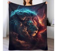 Lion Plaid Canape Couverture Polaire Flannel Tapis Douillet Couverture De Luxe À Chaud À Jet Polaire Lavable À La Machine Facile À Manipuler （100×130cm）