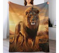 Lion Plaid Couverture Polaire, Couverture en Flanelle Flannel Imprimée, Couverture Confortable Douce pour Lit, Sofa Et Canapé-Lit (100×130cm)