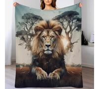 Lion Plaid Polaire Canape Couverture - Jete De Canapé en Flannel, Doux Chaude, pour Le Voyage Lit, Fit All-Season 130×150cm