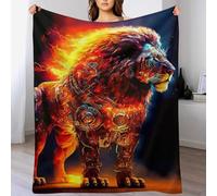 Lion Polaire Couverture en Flanelle Flannel, Couvertures Confortable Douce pour Lit, Sofa Et Canapé-Lit （130×180cm）